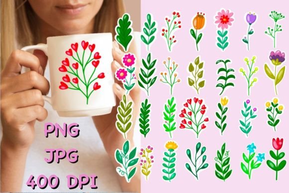 Blush Blooms Floral Set: Hand-Drawn Digital Clipart