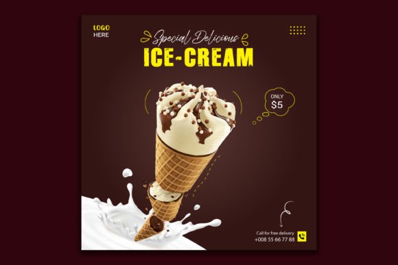 Ice Cream Social Media Post Template