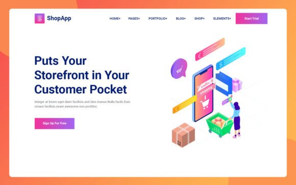 Shop App Hero Header: Modern Design
